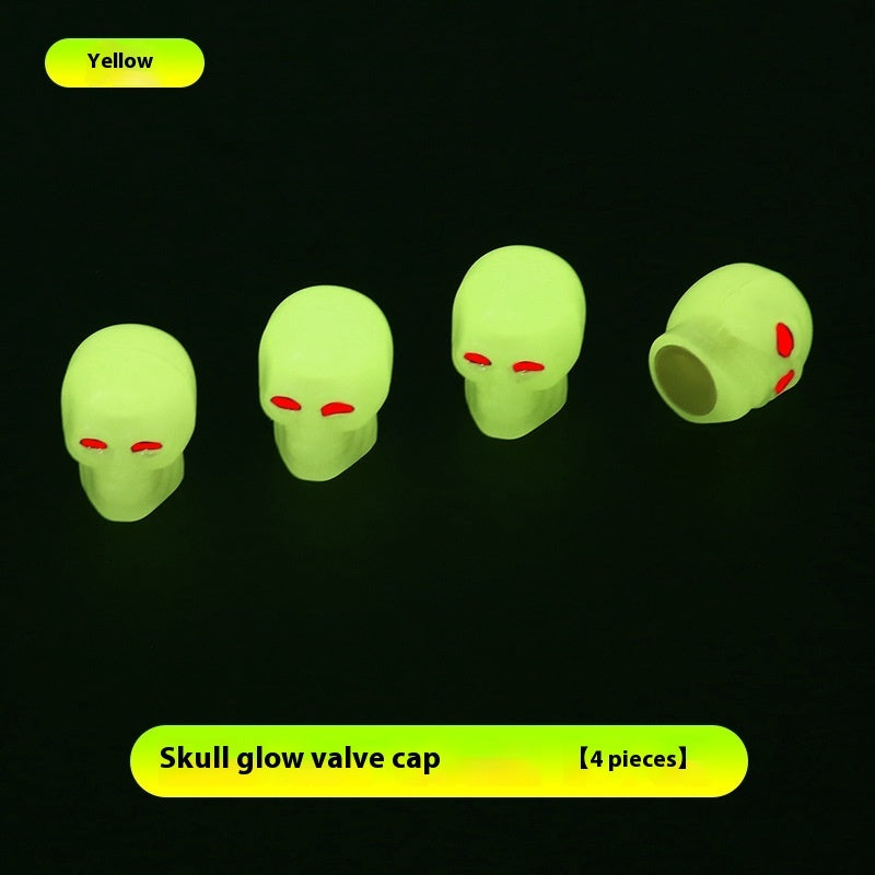Car Tire Luminous Valve Cap Skull Valve Cover Universal