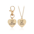 I Love My Dog & Owner Matching Necklace Set - Silver Plated Zinc Alloy Pet Jewelry Charm with 20" Chain - Perfect Dog Mom Gift & Pet Memorial Accessory