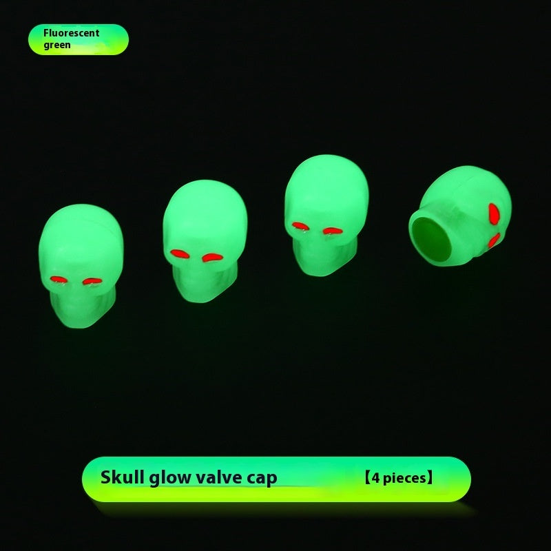 Car Tire Luminous Valve Cap Skull Valve Cover Universal
