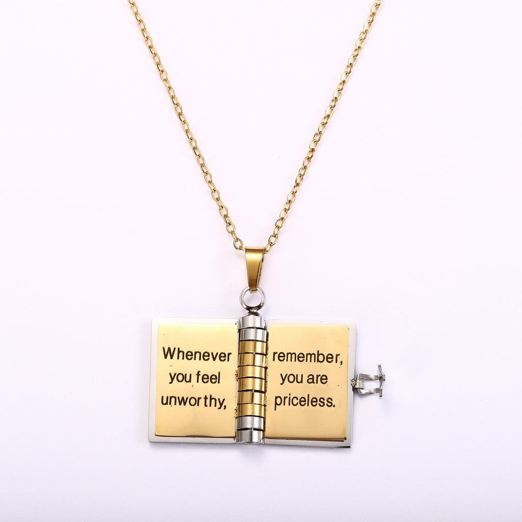 My Little Star Book Necklace For Daughter 18 Inch Stainless Steel Chain Gold Hardware Love Jewelry Birthday Graduation Gift