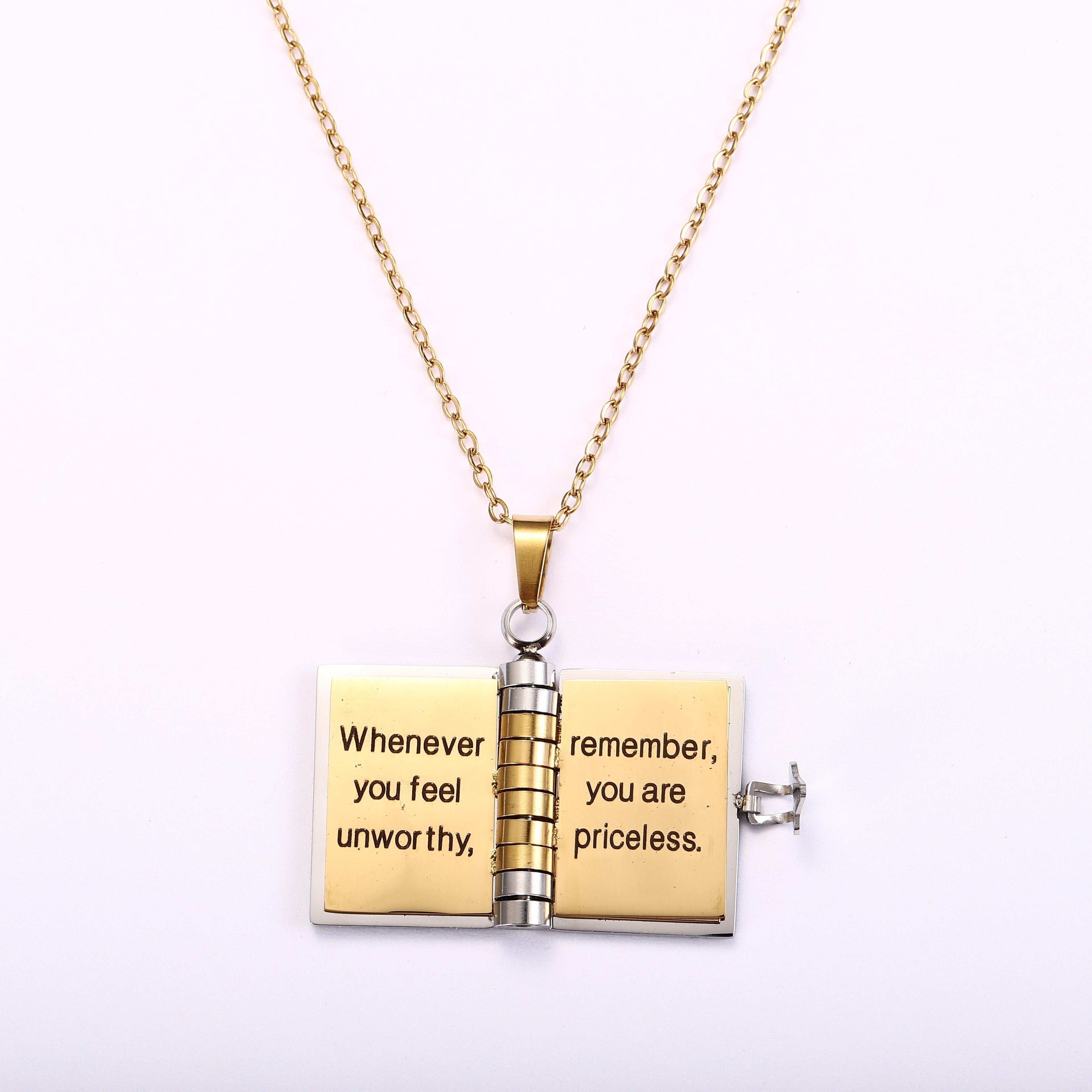 My Little Star Book Necklace For Daughter 18 Inch Stainless Steel Chain Gold Hardware Love Jewelry Birthday Graduation Gift