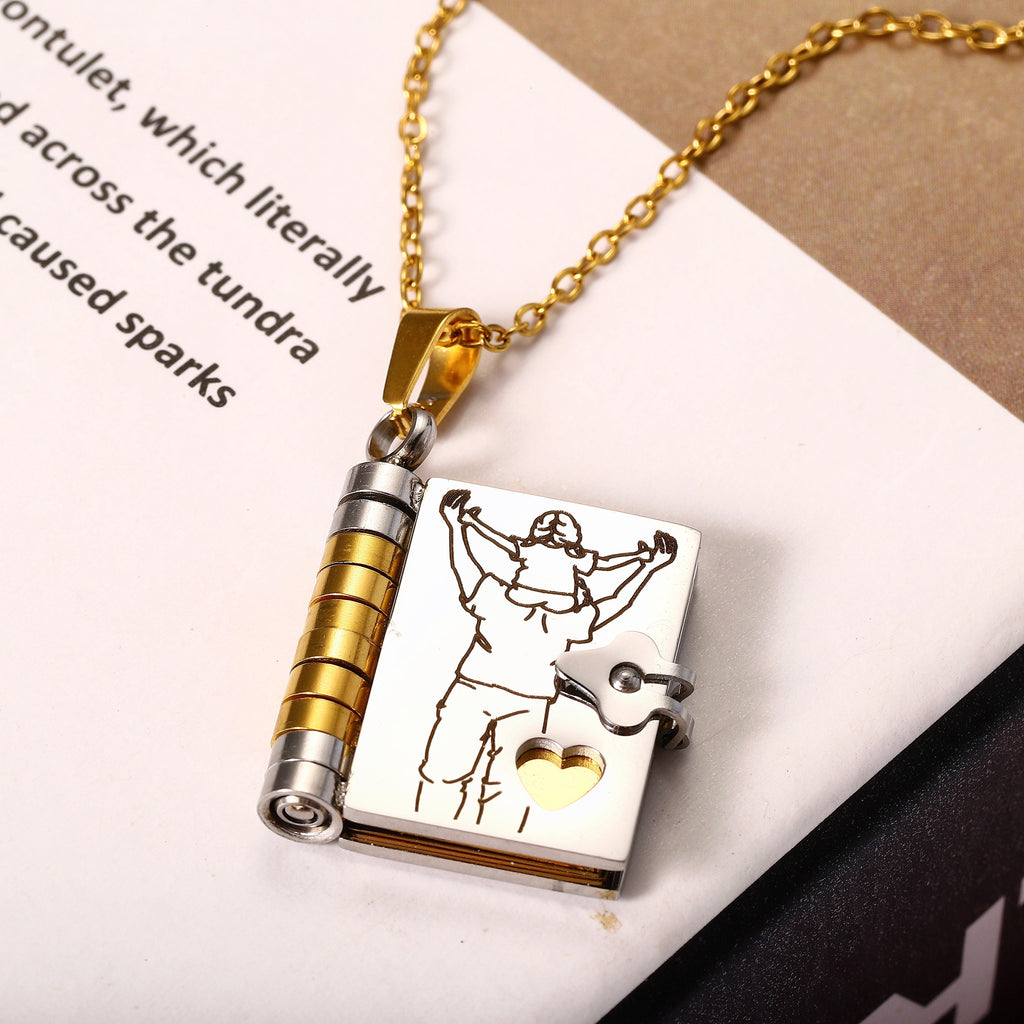 My Little Star Book Necklace For Daughter 18 Inch Stainless Steel Chain Gold Hardware Love Jewelry Birthday Graduation Gift