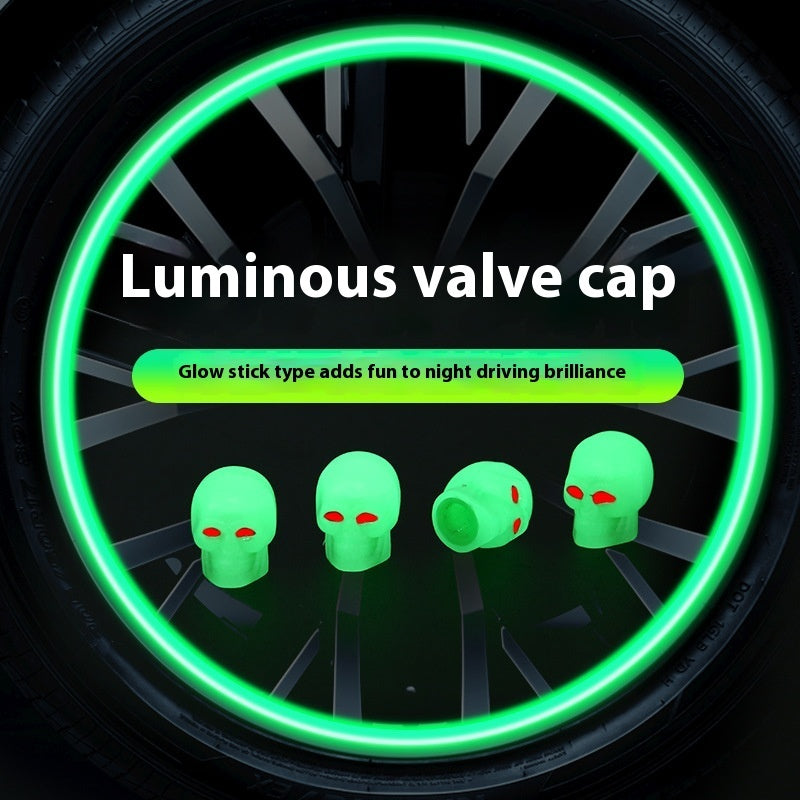 Car Tire Luminous Valve Cap Skull Valve Cover Universal