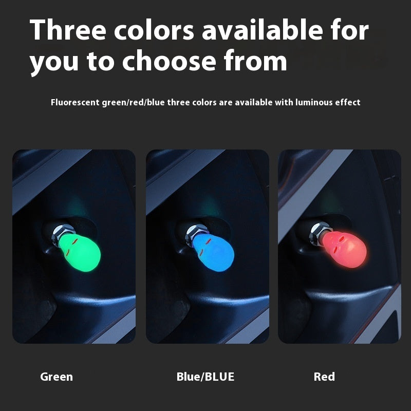 Car Tire Luminous Valve Cap Skull Valve Cover Universal