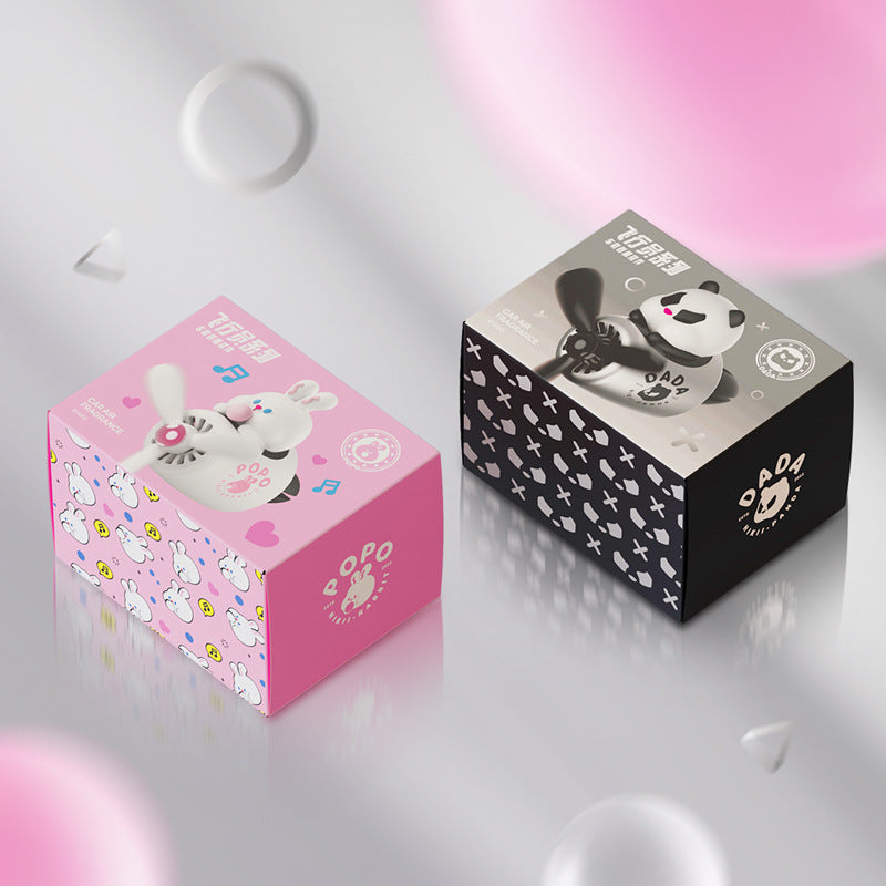 Cute Cartoon Animal Car Air Freshener, Rotating Propeller Vent Clip Diffuser with Magnetic Top, Decorative Automotive Fragrance Outlet Accessory, Includes 2 Scented Tablets (Ocean & Cologne)