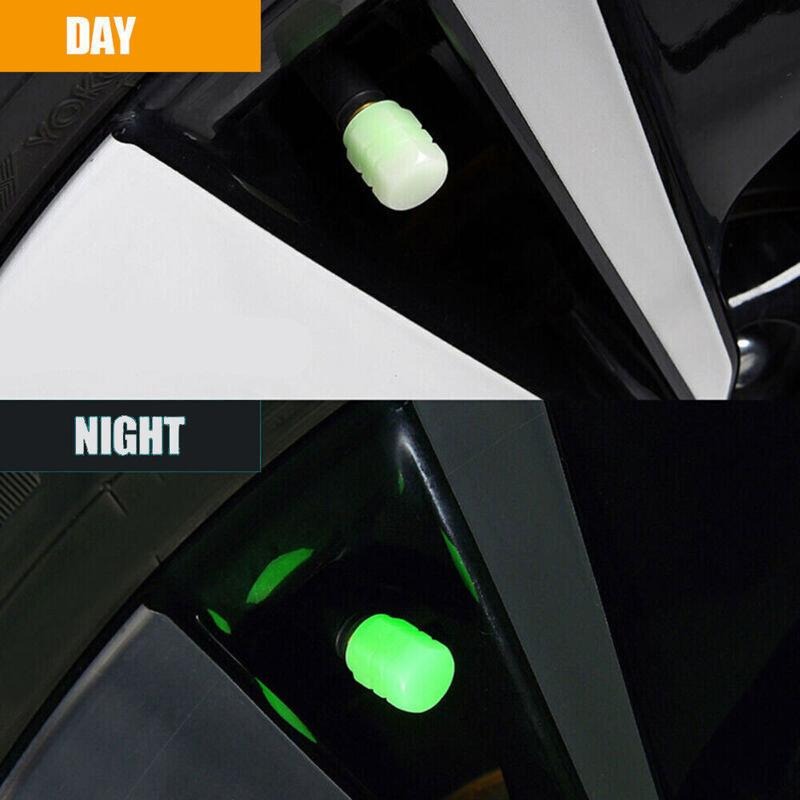 4x Fluorescent Universal Luminous Glow In Dark Car Tire Valve Caps