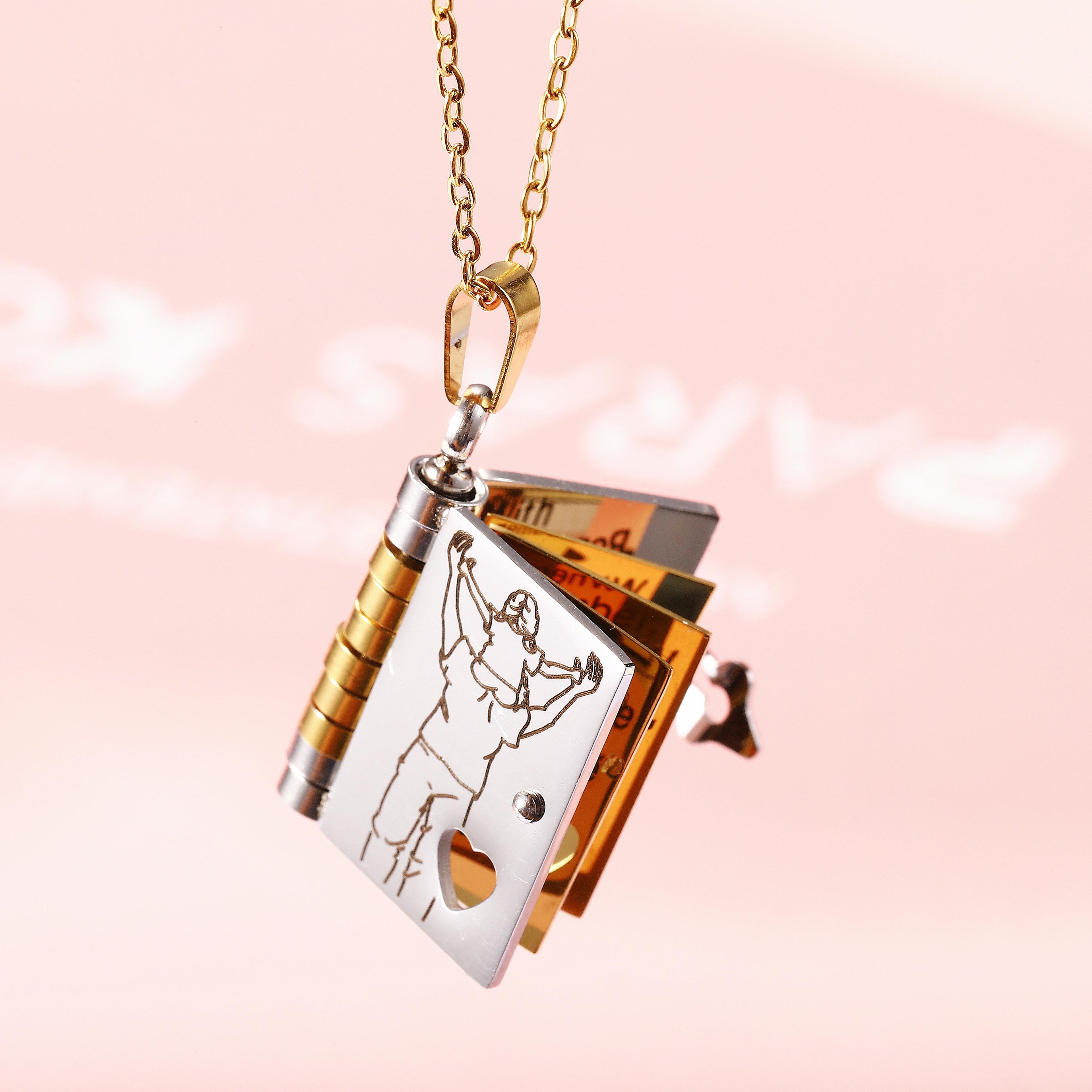 My Little Star Book Necklace For Daughter 18 Inch Stainless Steel Chain Gold Hardware Love Jewelry Birthday Graduation Gift