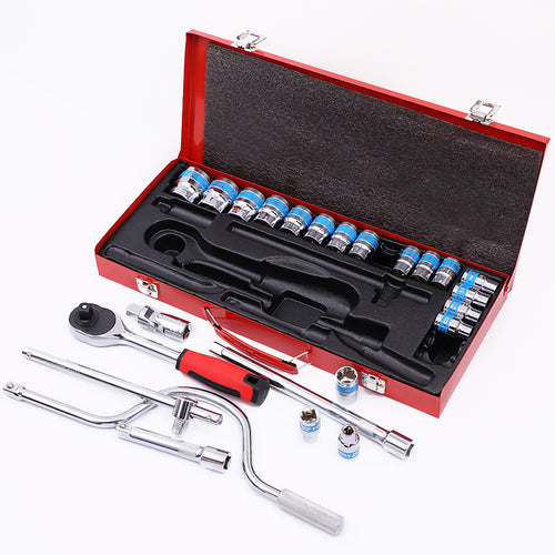 24-piece Curved Bow Car Repair Wrench Combination Set Mechanical Household Sleeve Hardware Kits Set