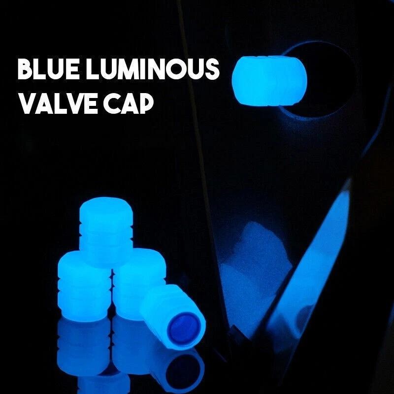 4x Fluorescent Universal Luminous Glow In Dark Car Tire Valve Caps